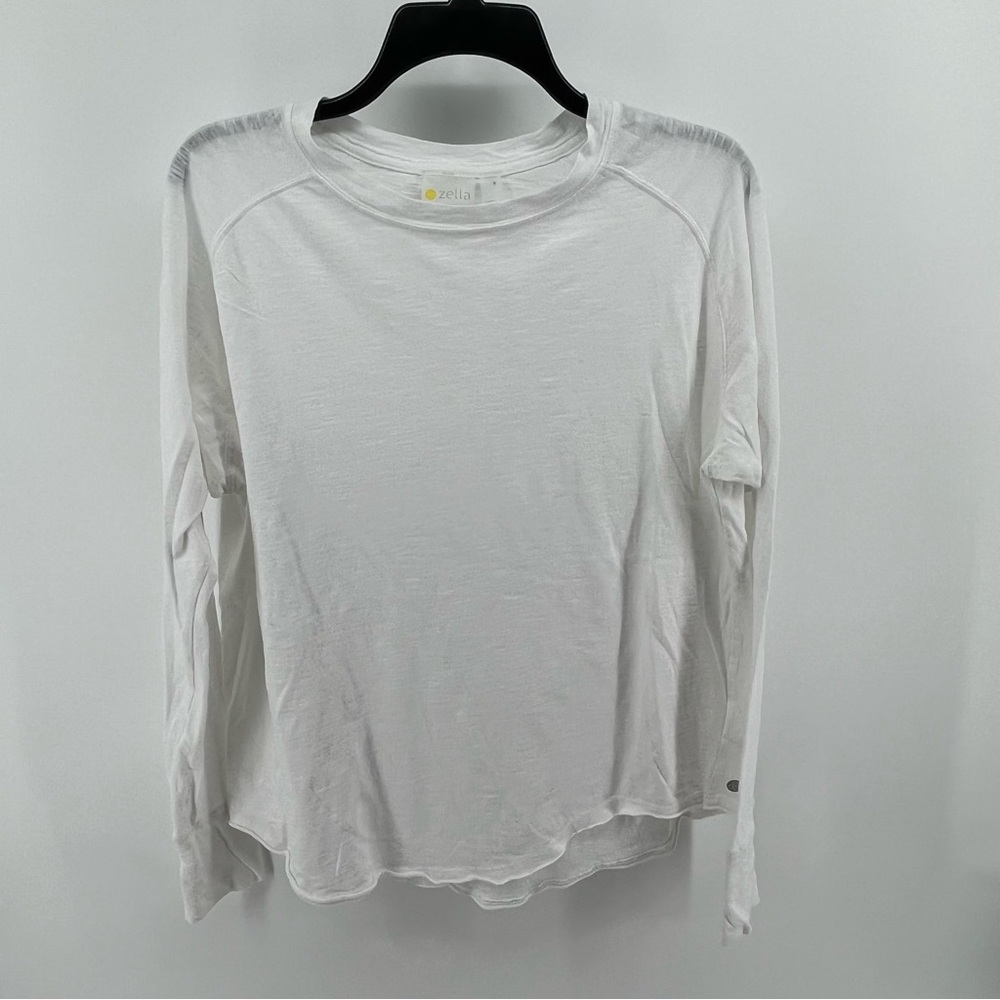Zella Shirt Women XS White Cotton Active Athleisure Long Sleeve Layer Basic